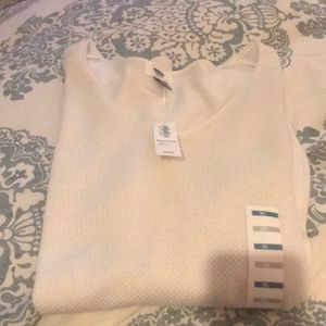 Old Navy White Crochet Scoop Neck Sweater XL